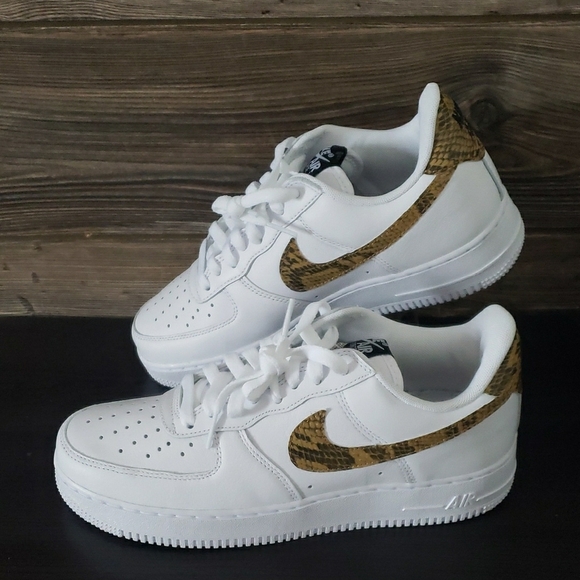 New Nike Air Force 1 White Sneakers Unisex Snake Print AF1 Casual Streetwear - Picture 2 of 9